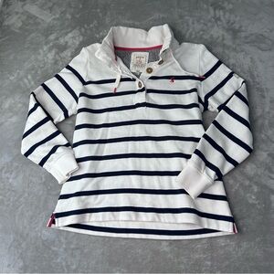 Joules Southwold sweatshirt Women's M US 8 white navy striped Nautical Preppy